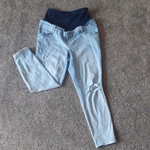 Maternity Premium Full Panel Rockstar Super Skinny Cut-Off Jeans